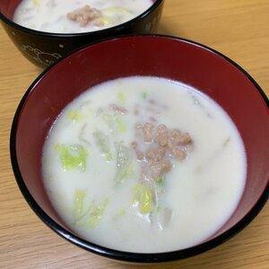 白菜消費に♡豆乳スープ